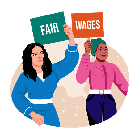 Frauen protestieren gegen Arbeiter  Illustration