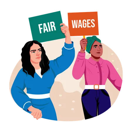 Frauen protestieren gegen Arbeiter  Illustration