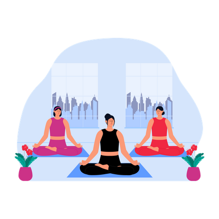 Frauen beim Yoga  Illustration