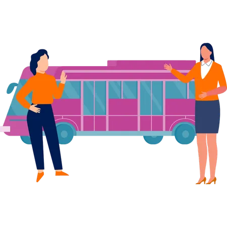 Frauen reden über Transport  Illustration