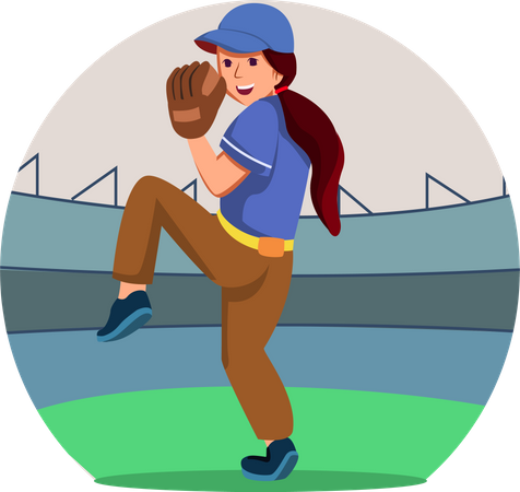 Frauen spielen Baseball  Illustration