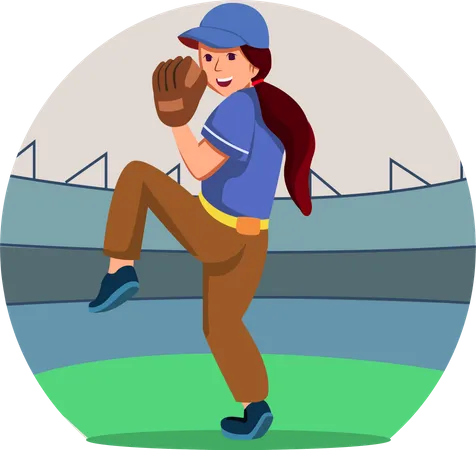 Frauen spielen Baseball  Illustration