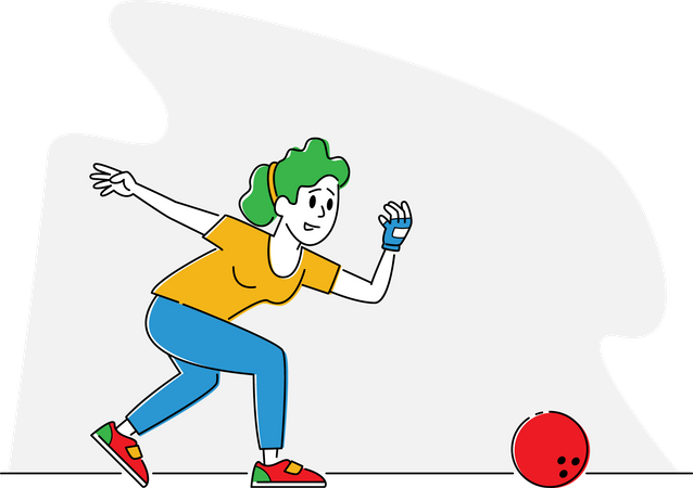 Frau spielt Bowling  Illustration