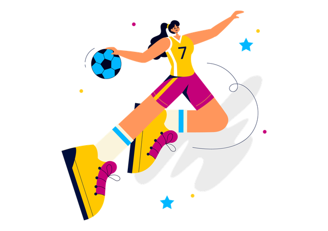 Frau spielt Handball  Illustration