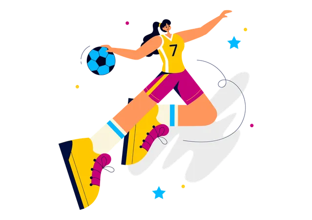 Frau spielt Handball  Illustration