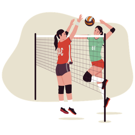 Frauen spielen im Volleyball-Wettbewerb  Illustration