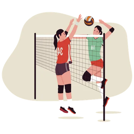 Frauen spielen im Volleyball-Wettbewerb  Illustration