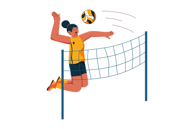 Frauen spielen Volleyball  Illustration