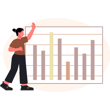 Frauen schauen sich Geschäftsdiagramm an  Illustration