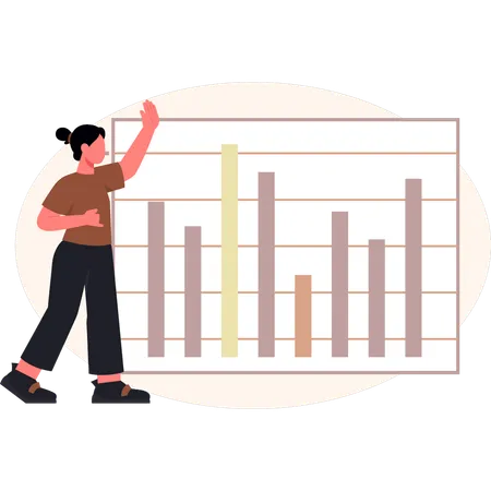 Frauen schauen sich Geschäftsdiagramm an  Illustration