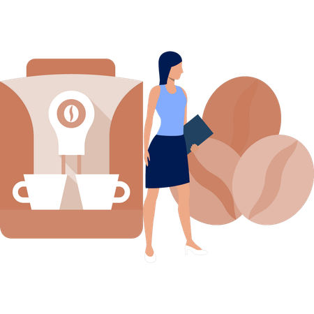 Frauen suchen Kaffeebohnen  Illustration