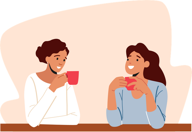 Frauen trinken Kaffee in einem Café  Illustration