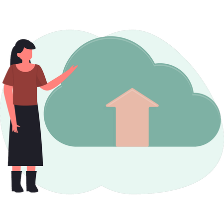 Frauen zeigen Cloud-Download-Daten  Illustration