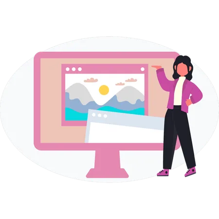 Frauen zeigen Medienmarketing  Illustration