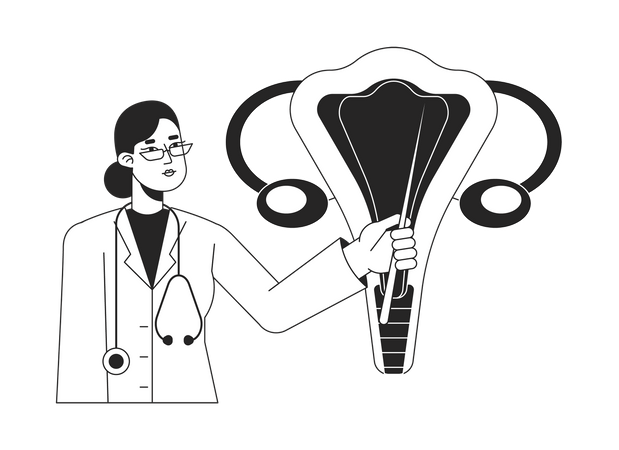 Gynäkologin überprüft das Fortpflanzungssystem  Illustration