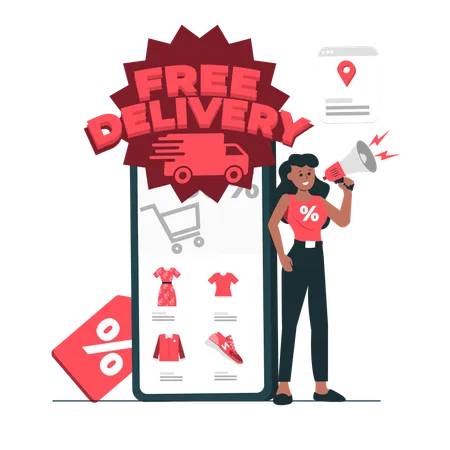 Free Delivery Promotion  Illustration