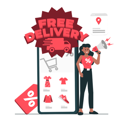 Free Delivery Promotion  Illustration