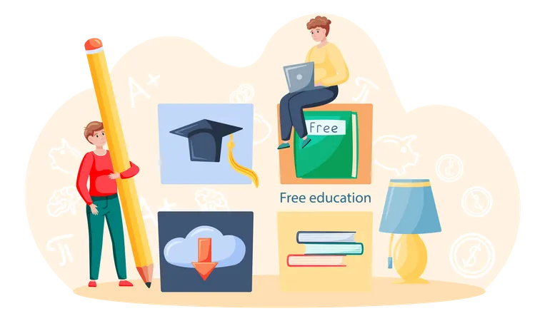 Free education platform Illustration