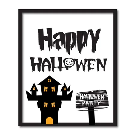 Free Happy Halloween Frame Background With Halloween Icon House And Direction Illustration