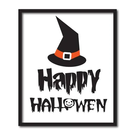 Free Happy Halloween Frame Background With Halloween Icon Hat And Pumpkin Illustration