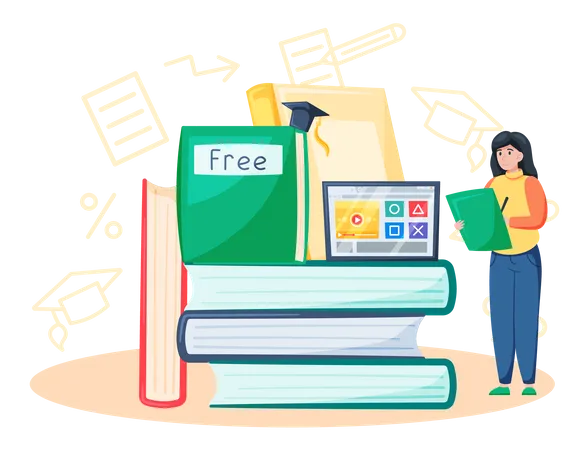 Free Education Students Study By Webinar Training With Video Session Tutorial Podcast Vector Banner E Learning Platform And Online Courses On Laptop And Smartphone Innovative Lecture Concept Illustration