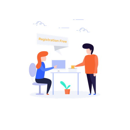 Free Registration desk  Illustration