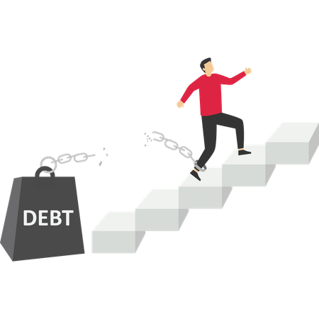 Freedom from debt climb ladder to advance  Illustration