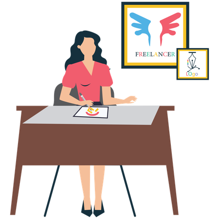 Freelance Designer Creating Logo  Illustration