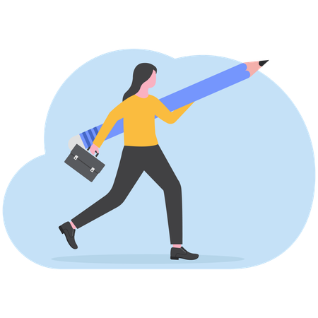 Freelance designer with pencil  Illustration