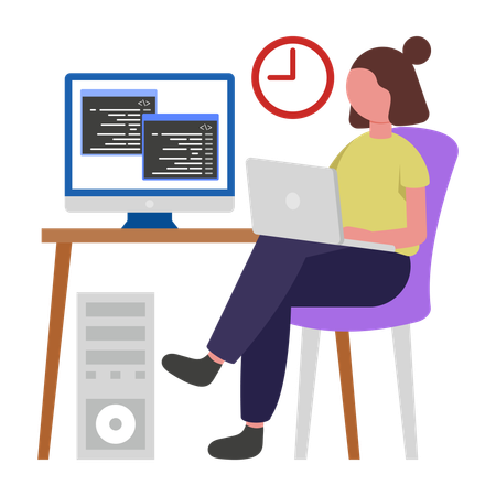 Freelance Developer developing website  Illustration