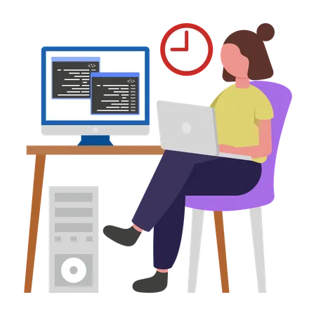 Freelance Developer developing website  Illustration