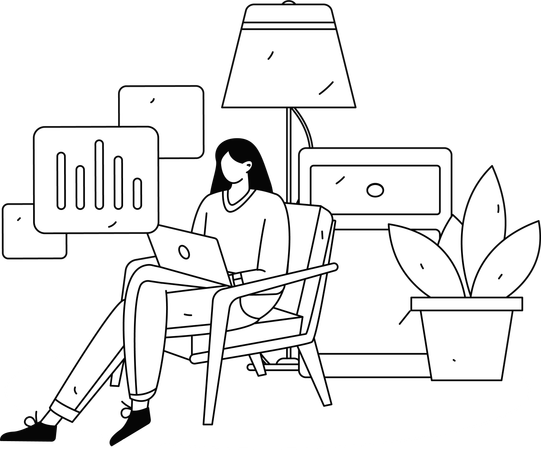 Freelance employee working on laptop  Illustration