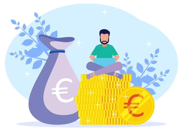 Freelance gagnant un revenu passif en ligne  Illustration