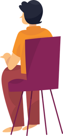 Garçon indépendant assis sur une chaise  Illustration