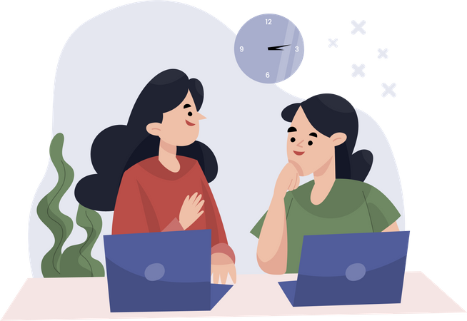 Freelance Girls Brainstorming Discussion  일러스트레이션