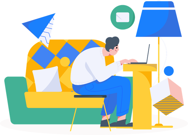 Freelance professional working from home  Illustration