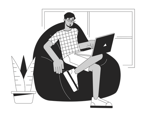 Freelance trabajando desde casa  Ilustración