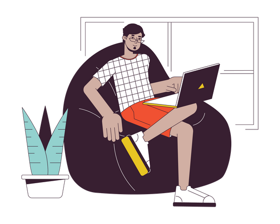 Freelance trabajando desde casa  Ilustración