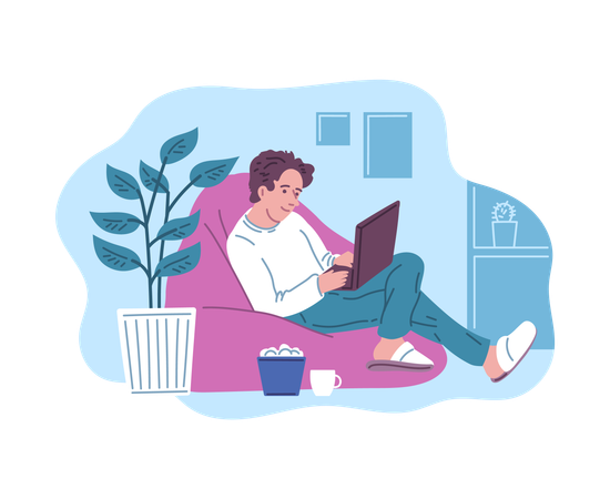 Travailleur indépendant travaillant à domicile  Illustration