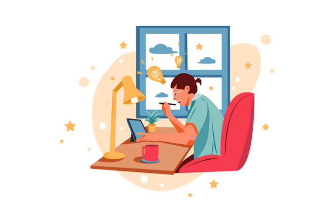 Freelance travaillant à domicile  Illustration