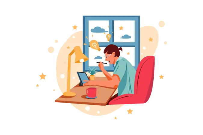 Freelance travaillant à domicile  Illustration