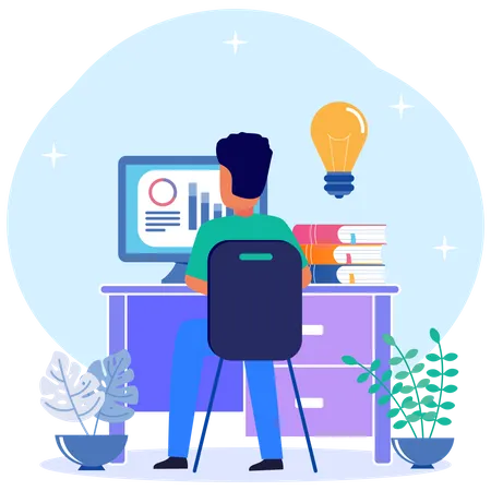 Freelance travaillant à domicile  Illustration