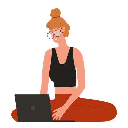 Freelance work working with laptop  일러스트레이션