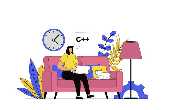Freelance worker working online  Illustration