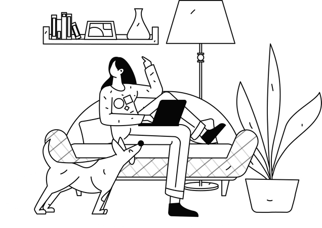 Freelance workplace set up by employee in home  Illustration