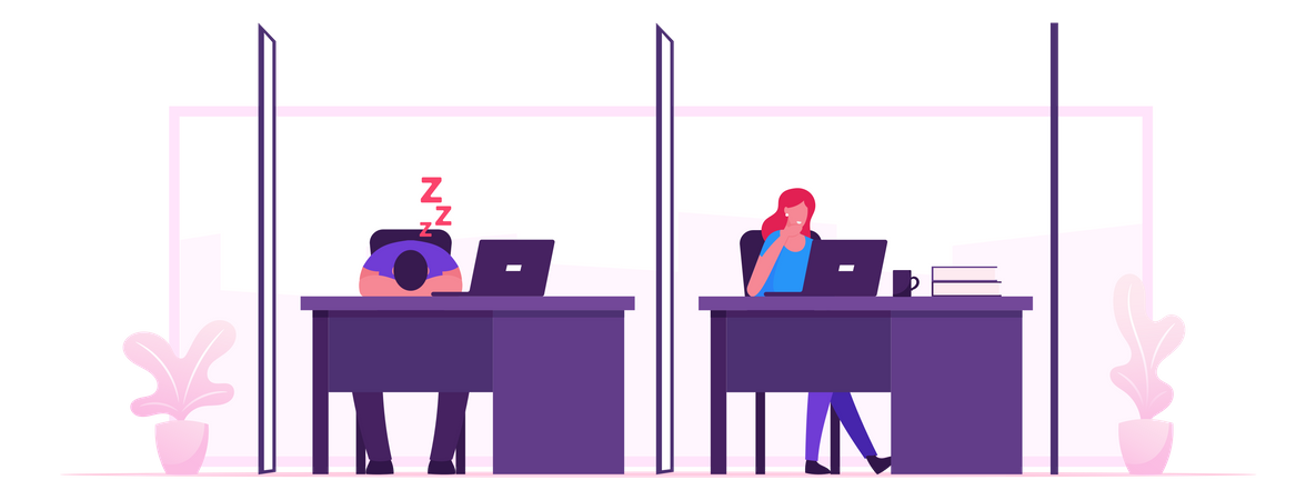 Freelancer Activity In Coworking Space  Illustration