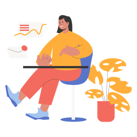 Freelancer answering mail questions from home  Illustration