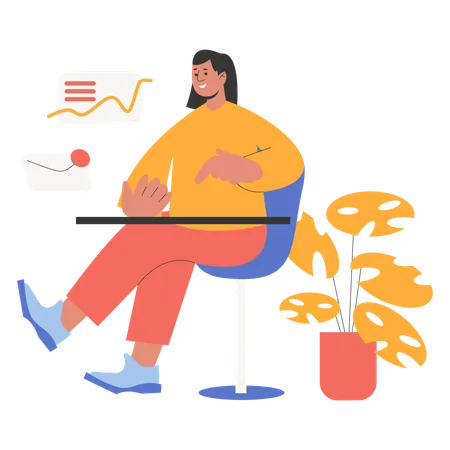 Freelancer answering mail questions from home  Illustration