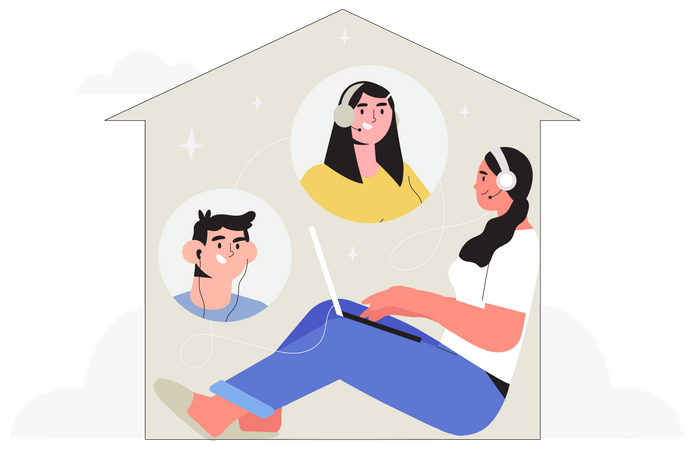 Freelancer attending online meeting  일러스트레이션