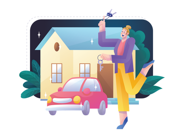 Freelancer buying new home  Illustration